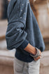 Studded Accent Vintage Finish Drop Shoulder Sweatshirt