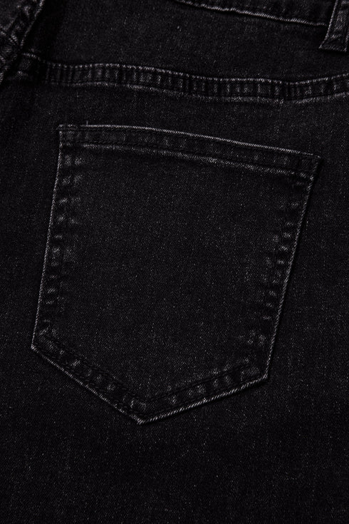Studded Bead Detail Straight Leg Loose Jeans