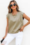 Studded Cap Sleeve Round Neck Soft Jersey Shirt