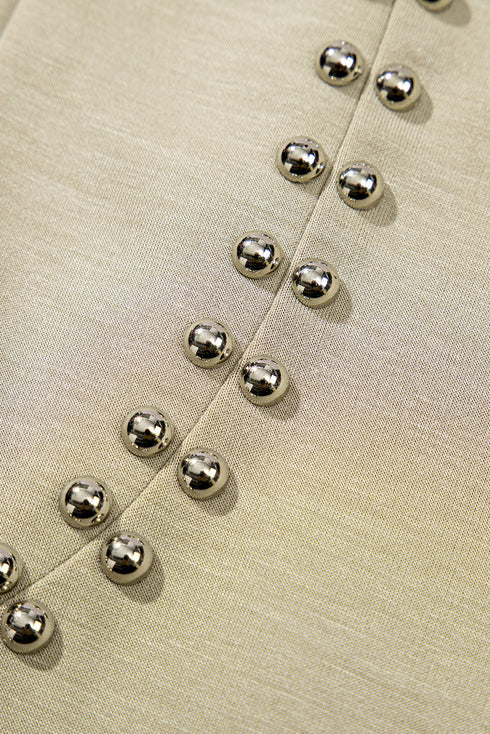 Studded Cap Sleeve Round Neck Soft Jersey Shirt