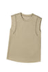 Studded Cap Sleeve Round Neck Soft Jersey Shirt