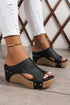 Studded Cutout Faux Leather Wedge Slide