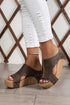 Studded Cutout Faux Leather Wedge Slide