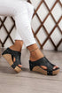 Studded Cutout Faux Leather Wedge Slide