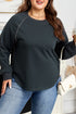 Studded Decor Ribbed Edge Washed Long Sleeve Top