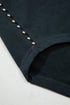 Studded Decor Ribbed Edge Washed Long Sleeve Top