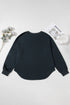 Studded Decor Ribbed Edge Washed Long Sleeve Top