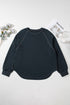 Studded Decor Ribbed Edge Washed Long Sleeve Top