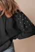 Studded Detail Raglan Sleeve Relaxed Pullover Hoodie