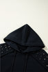 Studded Detail Raglan Sleeve Relaxed Pullover Hoodie
