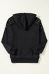 Studded Detail Raglan Sleeve Relaxed Pullover Hoodie