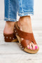 Studded Faux Leather Toe Ring Wedge Slippers