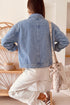 Studded Metal Zipper Rivet Pocket Denim Jacket