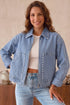 Studded Metal Zipper Rivet Pocket Denim Jacket