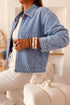 Studded Metal Zipper Rivet Pocket Denim Jacket