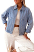 Studded Metal Zipper Rivet Pocket Denim Jacket