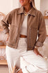 Studded Metal Zipper Rivet Pocket Long Sleeve Denim Jacket