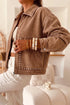Studded Metal Zipper Rivet Pocket Long Sleeve Denim Jacket