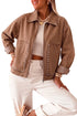 Studded Metal Zipper Rivet Pocket Long Sleeve Denim Jacket