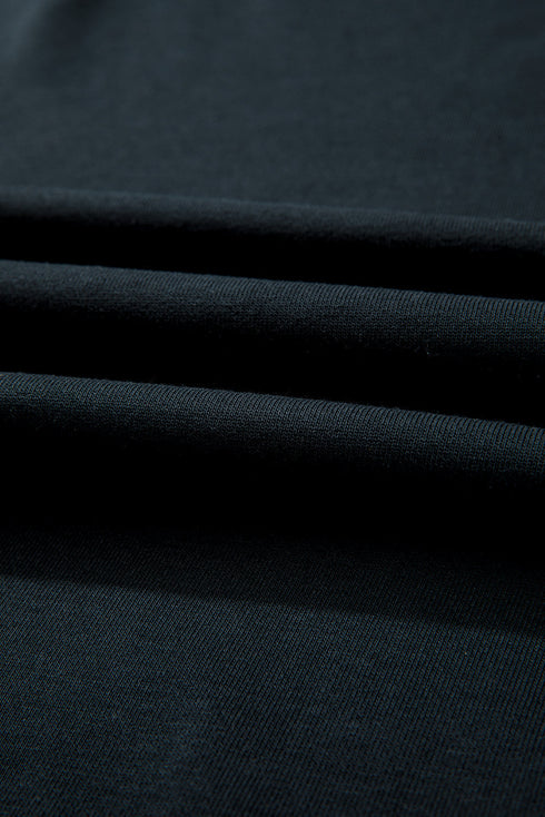 Studded Raglan Mineral Wash Ribbed Trim Curved Hem Pullover Top