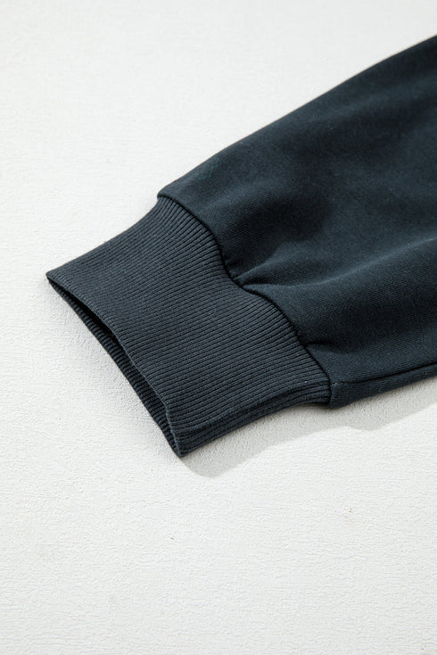 Studded Raglan Mineral Wash Ribbed Trim Curved Hem Pullover Top