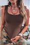 Studded Scoop Neck Plain Ribbed Tank Top