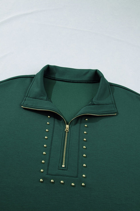 Studded Zip Up Pocket Plus Size Mini Dress