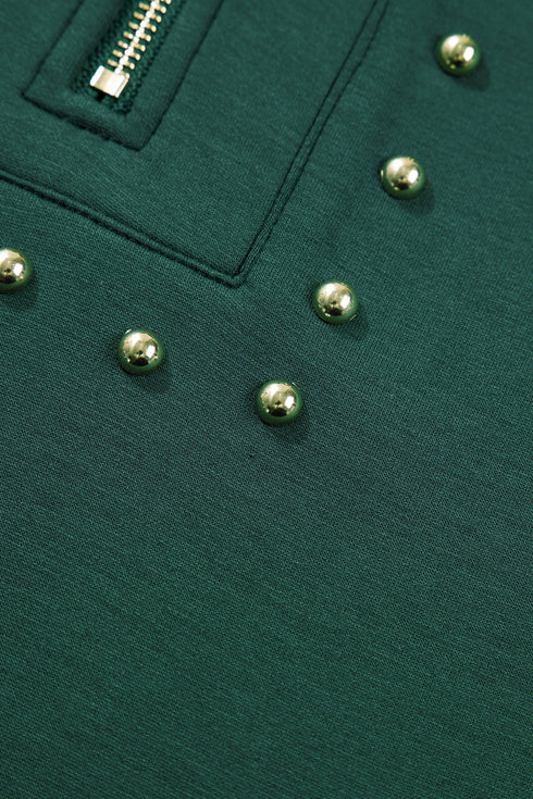 Studded Zip Up Pocket Plus Size Mini Dress