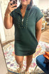 Studded Zip Up Pocket Plus Size Mini Dress