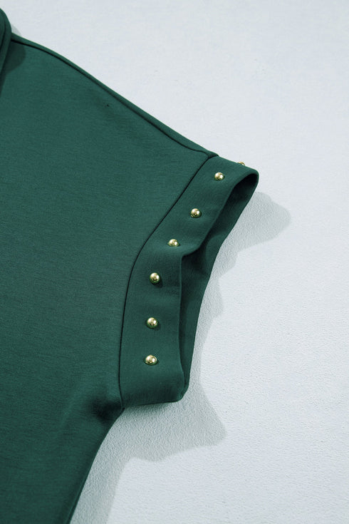 Studded Zip Up Pocket Plus Size Mini Dress