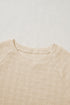 Subtle Arch Textured Crew Neck Cap Sleeve Fitted Tee