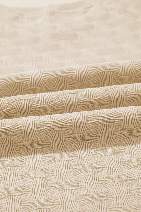 Subtle Arch Textured Crew Neck Cap Sleeve Fitted Tee