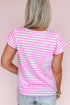 Subtle Puff Sleeve Striped V Neck Knit Tee