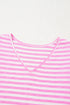 Subtle Puff Sleeve Striped V Neck Knit Tee