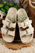 Suede Texture Wide Strap Buckle Decor Slide Slippers