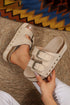 Suede Texture Wide Strap Buckle Decor Slide Slippers