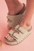 Suede Texture Wide Strap Buckle Decor Slide Slippers