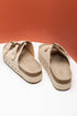 Suede Texture Wide Strap Buckle Decor Slide Slippers