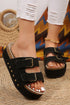 Suede Texture Wide Strap Buckle Decor Slide Slippers