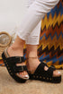 Suede Texture Wide Strap Buckle Decor Slide Slippers