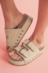 Suede Texture Wide Strap Buckle Decor Slide Slippers