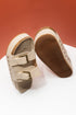 Suede Texture Wide Strap Buckle Decor Slide Slippers