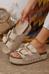 Suede Texture Wide Strap Buckle Decor Slide Slippers