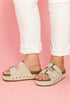 Suede Texture Wide Strap Buckle Decor Slide Slippers