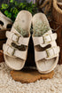 Suede Texture Wide Strap Buckle Decor Slide Slippers
