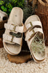 Suede Texture Wide Strap Buckle Decor Slide Slippers