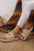 Suede Texture Wide Strap Buckle Decor Slide Slippers