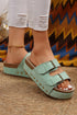 Suede Texture Wide Strap Buckle Decor Slide Slippers