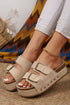 Suede Texture Wide Strap Buckle Decor Slide Slippers