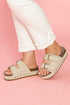 Suede Texture Wide Strap Buckle Decor Slide Slippers